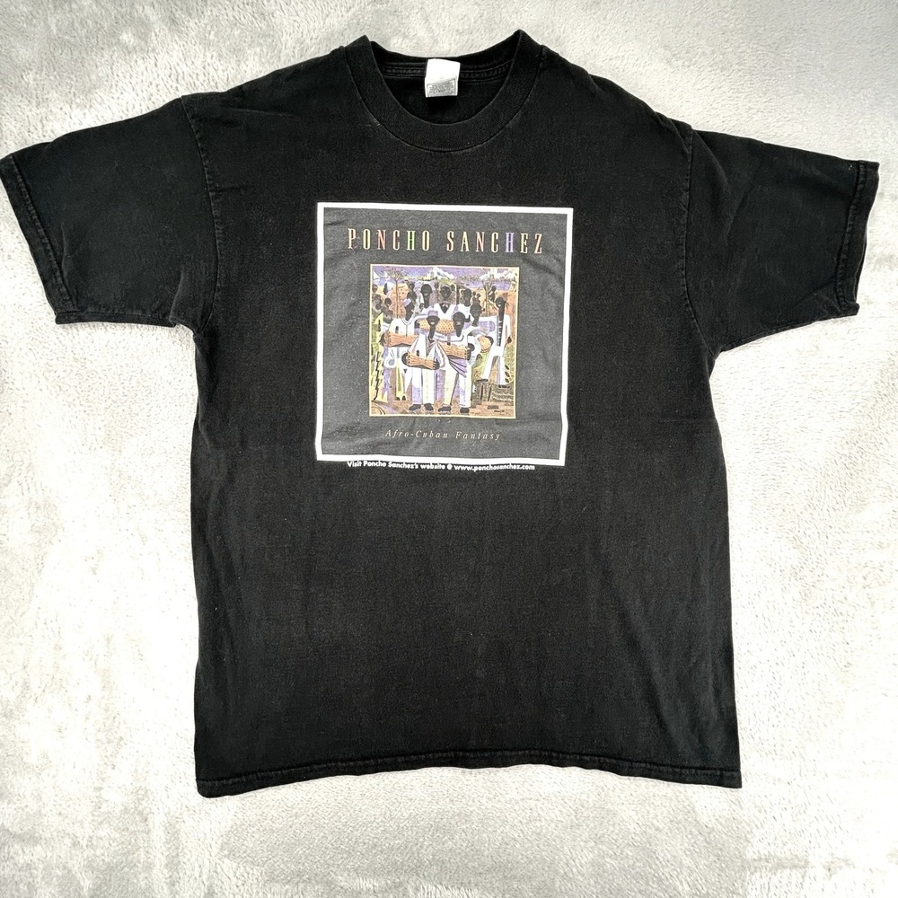 Vintage Fruit of the Loom Poncho Sanchez Mens‎ XL Black Preowned Afro-Cuban Jazz